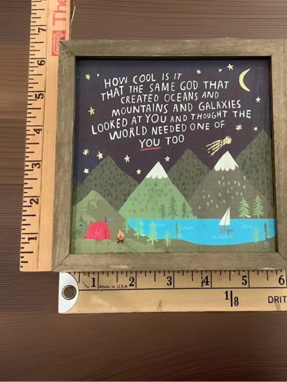 Natural Life Inspirational Wall Art Mountain Camping Wood Frame 6